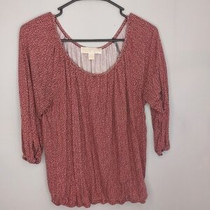 MICHAEL KORS Women's Floral‎ Print Blouse, Size L  in Red